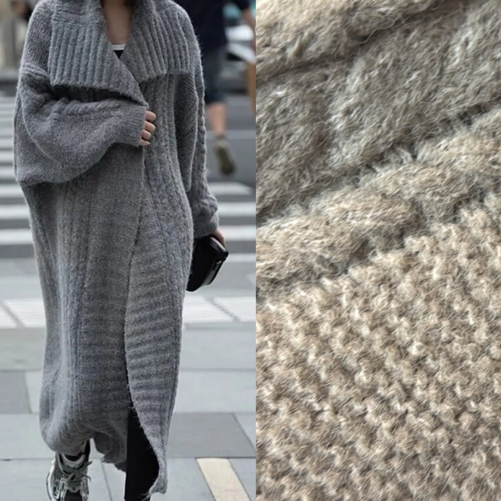 2901. Light olive green OVERSIZED MAXI LONG Cardigan Chunky Cable Duster Fuzzy